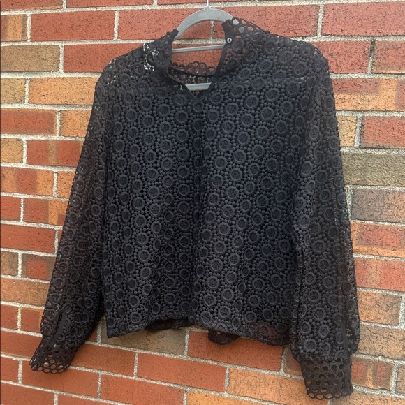 H&M Black Lace High-Neck Blouse – Size 14 - Picture 6 of 7